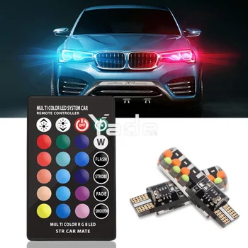 

Led T10 RGB Clearance light New Universal Car RGB COB 12SMDs Colorful Multi Mode Car Light Bulbs With Remote Controller