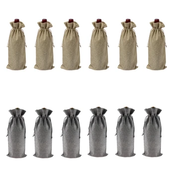 

12Pcs Durable Wine Bags Burlap Red Wine Bottle Glass Bag Travel Pouch Gift Weddings Party Reusable Weddings Packaging Bag