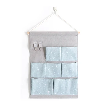 

2020 Lovely Printed Pattern Pink/blue 7 Pockets Wall Mounted Wardrobe Organizer Hanging Storage Bag Organizadores De Closet