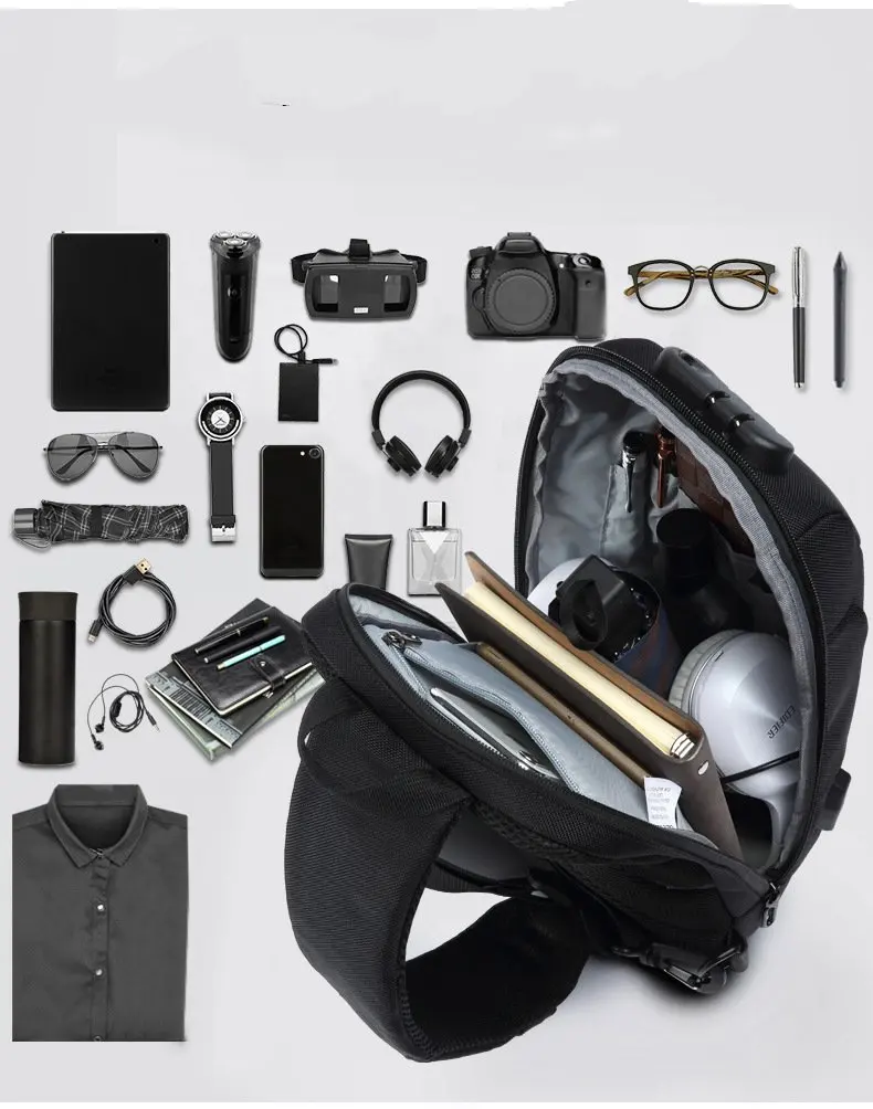 Для мужчин Usb Анти-кражи нагрудная сумка в стиле casual сумка Водонепроницаемый Ткань Оксфорд груди мешок для мобильного телефона