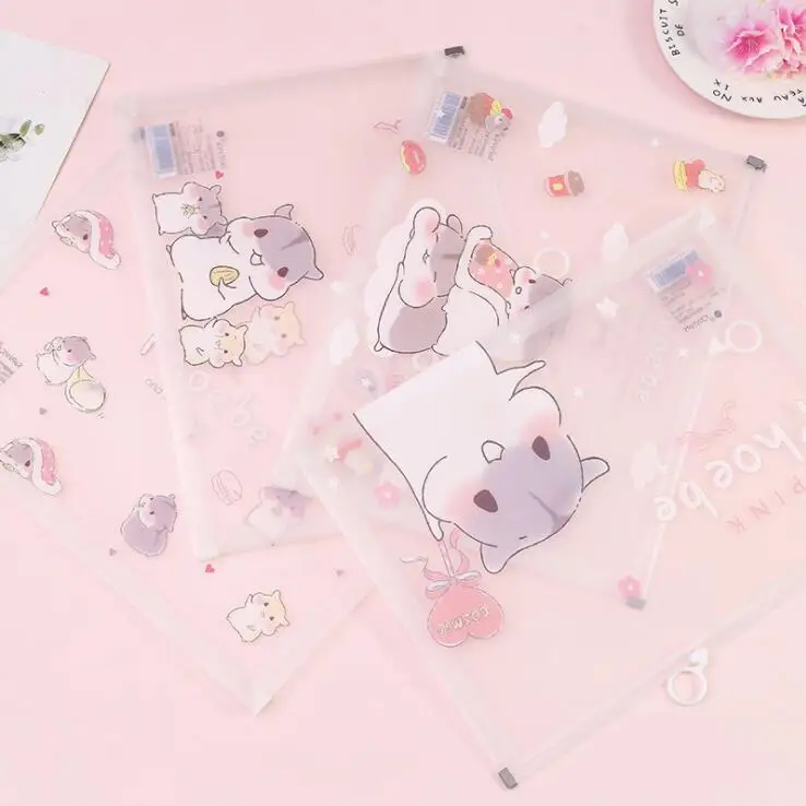 1 Piece in random 1PC Kawaii Creative Peter Mouse A4 PP Zipper File Folder Bag Document Paper Organizer Storage Bags School Office Stationery - Цвет: 1 Piece in random