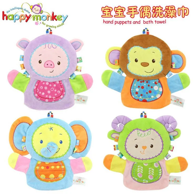 Happymonkey, детское полотенце для рук, для куклы, для ванной, скраб, перчатка для родителей и детей, интерактивный мультяшный плюшевый, развивающий