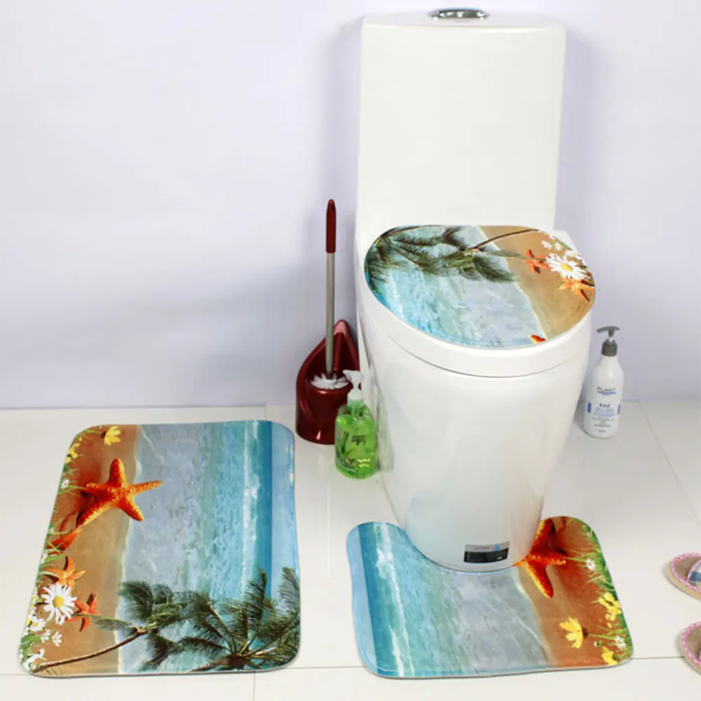 Красочные 3 шт./компл. коврик для туалета Туалет сиденья Модный чехол с принтом "Домашние зимние творческие прочные теплые Декор общие ковры комплект