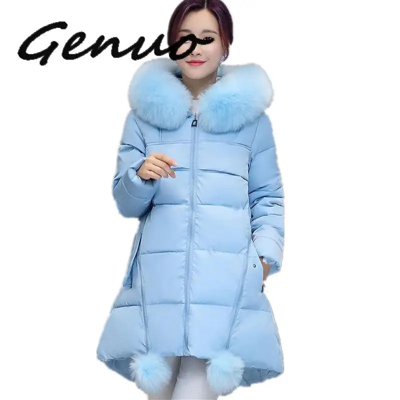 

Genuo Plus Size 5XL 6XL Winter Jacket Women Coat Parka Hooded Warm Thicken Jacket Coat Long Sleeve Outerwear Winter Women's Coat