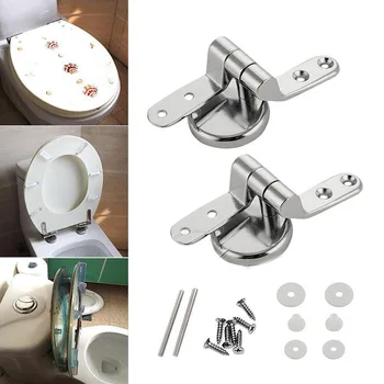 

Replacement Pair of Solid Zinc Alloy Home Toilet Seat Hinges Include Fittings