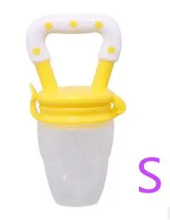 Силиконовая соска-пустышка для детей ясельного возраста, еда, фрукты, Ниблер, пустышка, инструменты для кормления ребенка, новорожденный, попробуйте кусать соски - Цвет: yellow white S