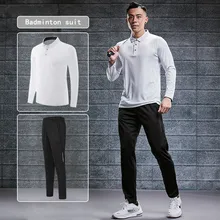 Костюм для бадминтона с длинным рукавом, Мужской осенне-зимний спортивный костюм, мужская спортивная рубашка с длинным рукавом для тенниса, фитнеса