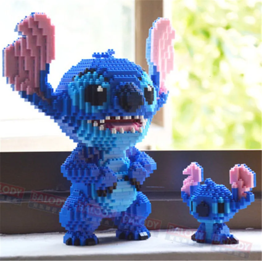 

8 Models Balody Mini Blocks Big Size Cute Mario Stitch Sence Model Bricks Luigi Assembly Brinquedos Kids Gifts Toys for Children