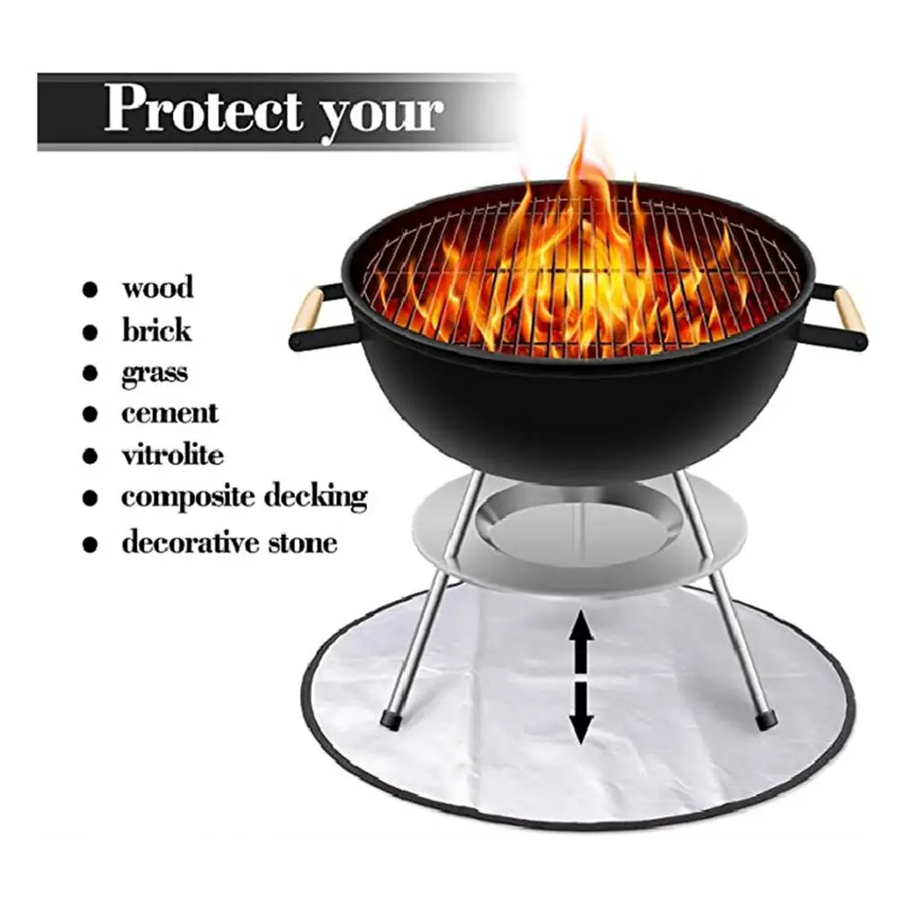 Fireproof Mat Reusable Under Fire Mat Protecting Deck Lawn Patio From High Temperature Easy To Clean Round Heat Resistant P
