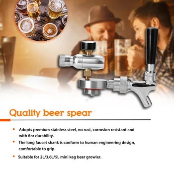 

Stainless Steel Mini Beer Spear with Adjustable Tap with CO2 Injector for 2L 3.6L 5L Beer Growler Keg