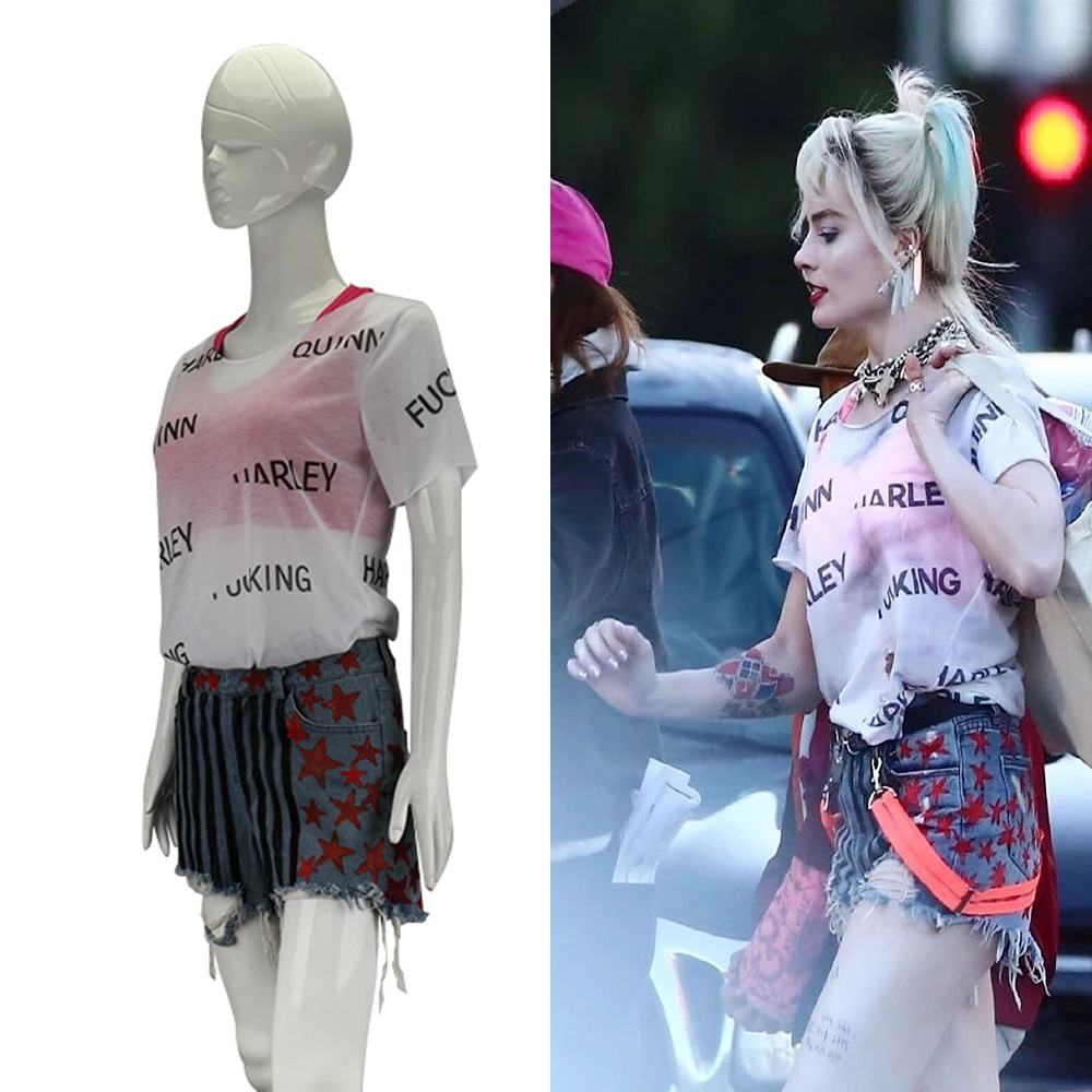 Najtaniej Nowe Cosplay ptaki ofiary Harley Quinn samobójstwo Squad kostiumy kamizelka krótkie spodnie T Shirt kobieta kostium na halloween rekwizyt na imprezę