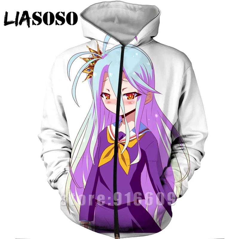 LIASOSO, аниме, 3d принт, хип-хоп, для мужчин, для покера, для женщин, без игры, без жизни, модные, Harajuku, футболки, Забавные Рубашки, homme ZipHoodie, пуловер - Цвет: 23