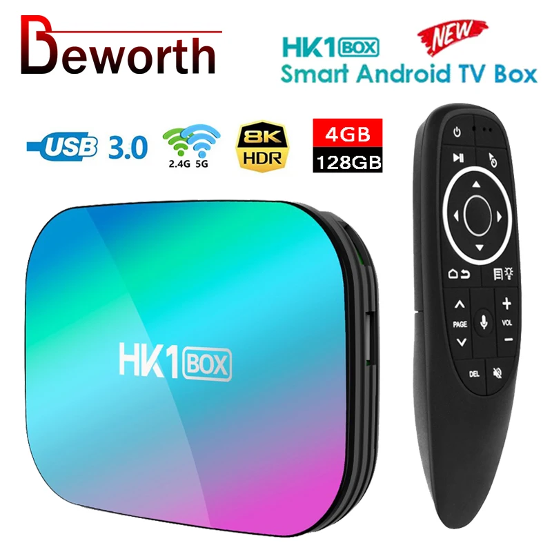 ТВ приставка HK1 8K 4 + 128 ГБ Amlogic S905X3 Android 9 0 двойной Wi Fi 1000 м 4K Youtube|ТВ-приставки и