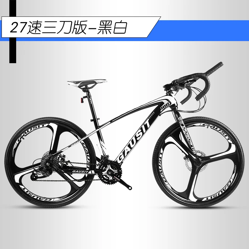 New Brand Road Bike Carbon Steel Frame Patent handlebar Cycling Racing Bicycle SHIMAN0 30 Speed Sports Disc Brake Bicicleta - Цвет: 27 Speed blad white