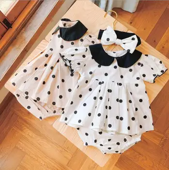 

2020 Best Selling Baby Girls 2pcs Dots Set Blouse+Shorts Summer Kids Girls Suits With Headband 0-5T