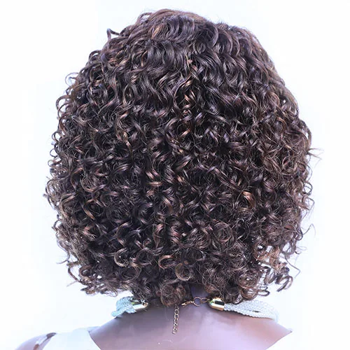 Бразильские кудрявые парики из натуральных волос, Короткие парики из натуральных волос с предварительно выщипанными волосами для черных женщин - Цвет волос: P4-30