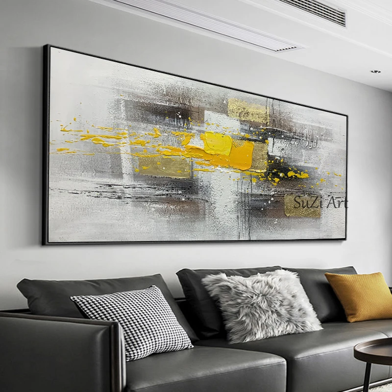 

Large Abstract Paintings Golden Oil Painting On Canvas Handpainted Wall Art Pictures for Living Room Bedroom Decorative Textured