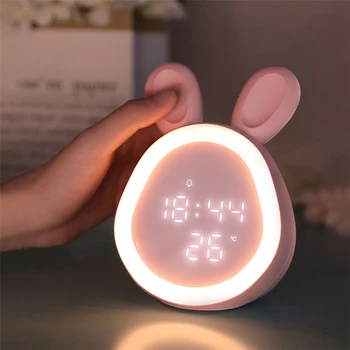 

night light rabbit alarm clock Table lamp for bedroom bed lamp with usb lighting touch Dimmable small night tables for dorm room
