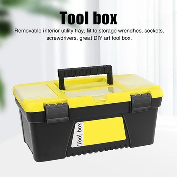 

Dual Lock ABS Multifunctional Practical Tool Box Travel Car With Handle Carrying Home Removable Tray Thickened Portable Hardware