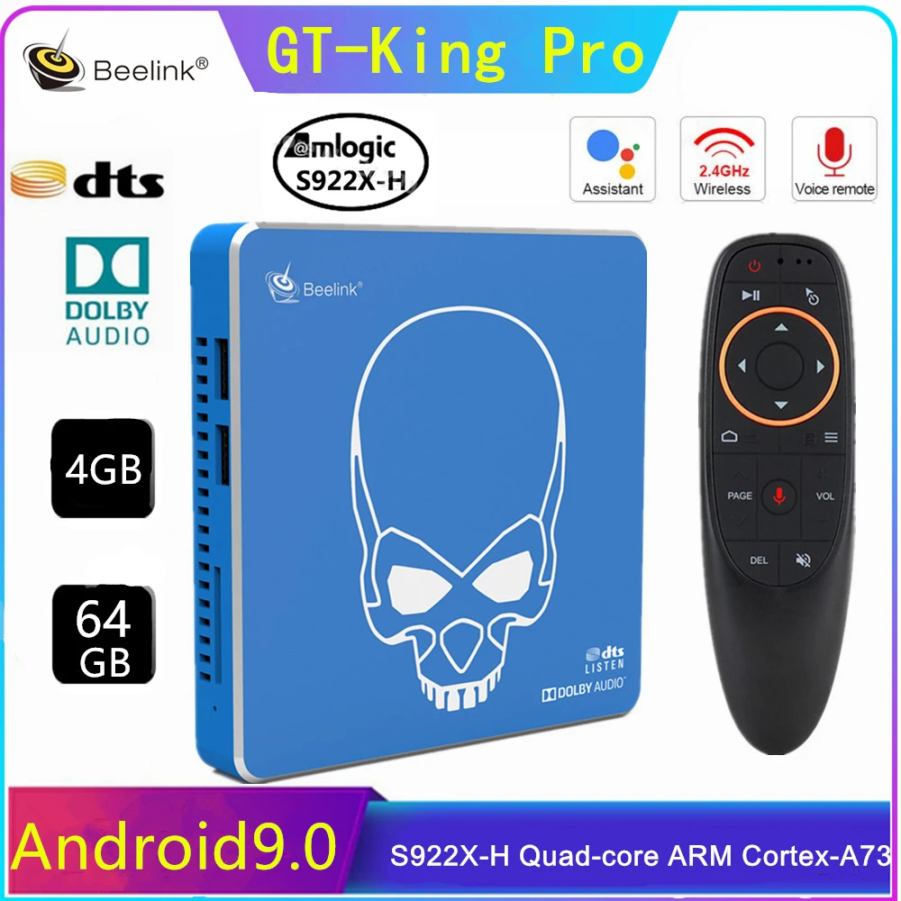

Beelink GT King Pro Smart Android 9.0 TV Box Hi-Fi Lossless Sound 4K Amlogic S922X-H 4G+64G tv box BT4.1 Voice Media set top box