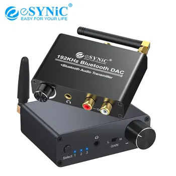 

eSYNiC 192KHz Bluetooth DAC Audio Transmitter Digital to Analog Converter Support aptX & Low Latency for TV Bluetooth Headphones