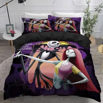 

3D The Nightmare Before Christmas Printed Bedding Set Comforter Cover with Pillowcase 2/3Pcs Home Quilt Cover Movies Character