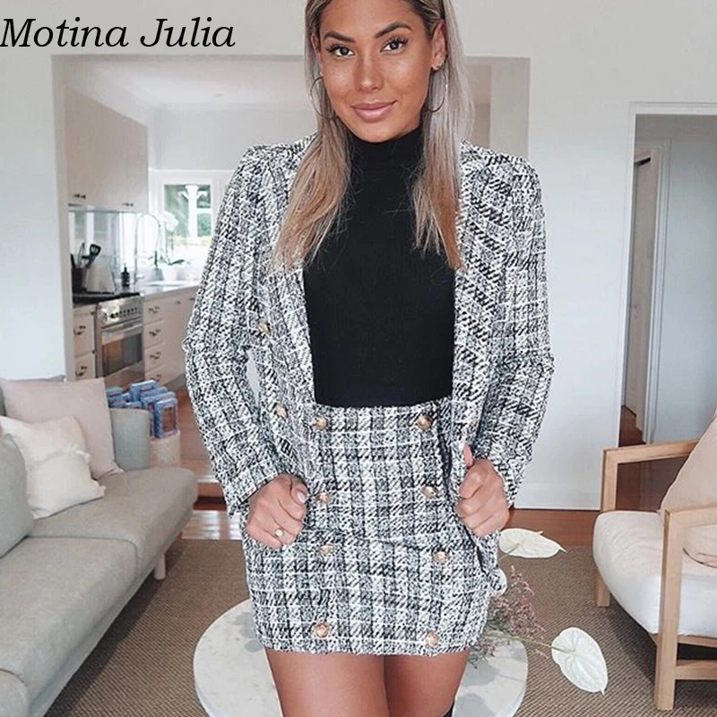 Motina Julia элегантный крутой Повседневный твидовый Блейзер женские осенне зимние