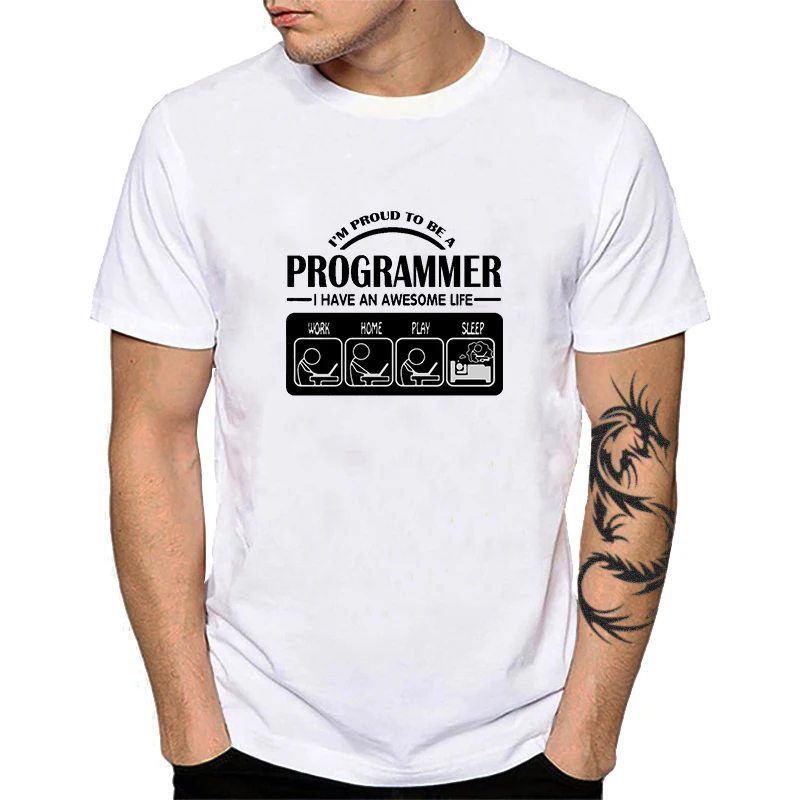 Я программист хлопок o-образным вырезом Футболка программист проблема мужская одежда компьютерная Эволюция 404 ошибка бип буп футболки топы YH043 - Цвет: YH04307