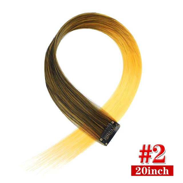 Clip in Hair Extensions Highlights Straight Long Hairpiece Hair Accessories for Girls Women Kids Doll Hair Pieces Wigs Pieces 2