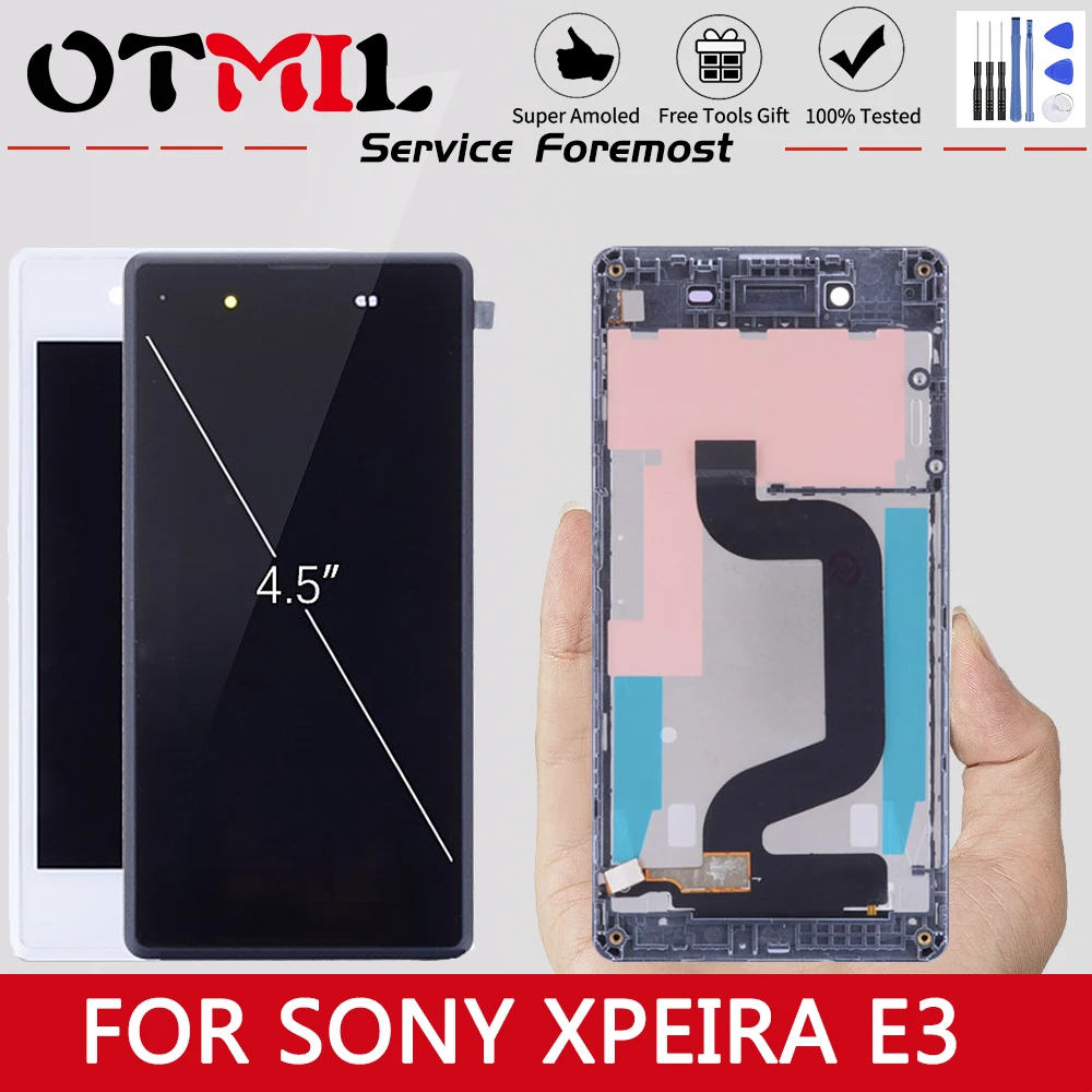 Оригинальный ЖК экран 4 5 дюйма для SONY Xpeira E3 сенсорный с рамкой дигитайзер XPERIA
