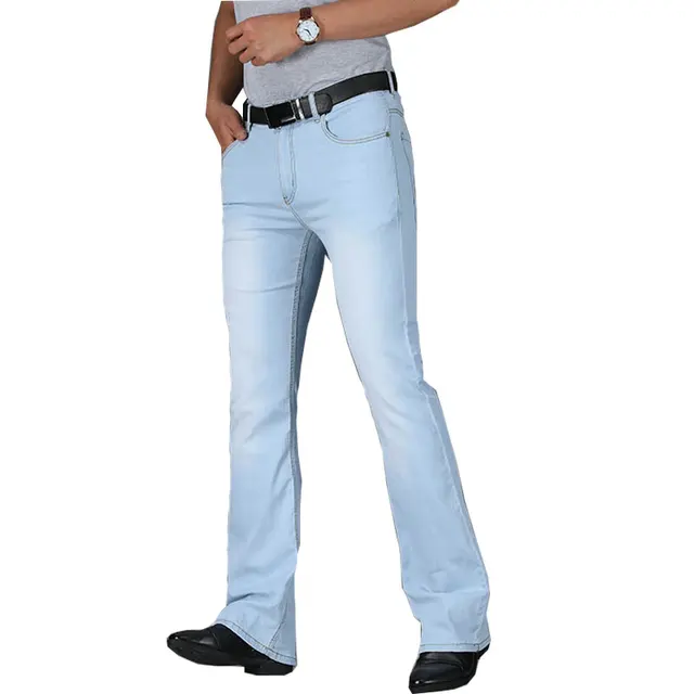 Jeans For Men Mens Big Flared Jeans Boot Cut Leg High Waist Denim Jeans  Summer Thin Micro Flared Denim Trousers - Jeans - AliExpress