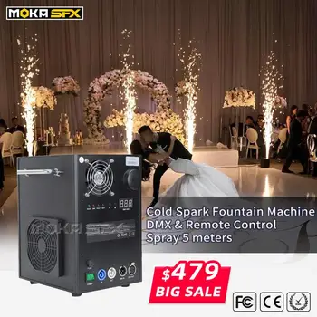 Prijzen 1Pcs Zwart Zilver Fontein Koud Vonk Machine DMX512 Afstandsbediening Spark Vuurwerk Machine poeder Fire dance Podium Effect