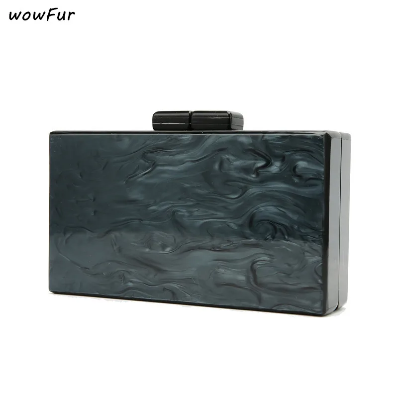 Acrylic Box Clutches Bags Wallet Marble Pearl Balck Women Handbags