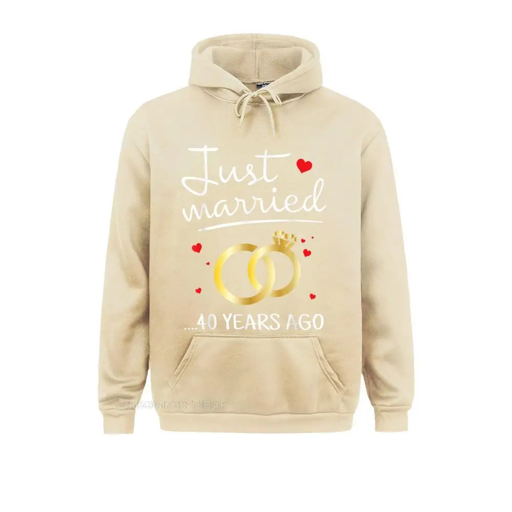 Just Married 40 Years Ago Funny Couple 40th Anniversary Gift Hoodie Sweatshirts For Men Custom Summer Fall Hoodies Funky Hoods