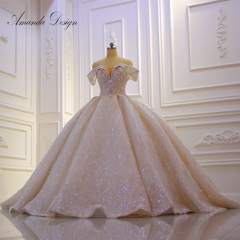 Аманда дизайн vestido boda mujer invitada с открытыми плечами блестящее бисерное свадебное