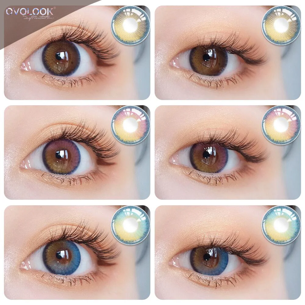 OVOLOOK 2pcs/пара цветные контактные линзы для глаз 3 тона Глаз 0 800 градусов ежегодные
