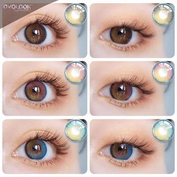 

OVOLOOK-2pcs/pair Colorful Contact Lenses Colored lnses for Eyes 3 Tone Eye Color Lens 0-800 Degrees Year Toss Contacts