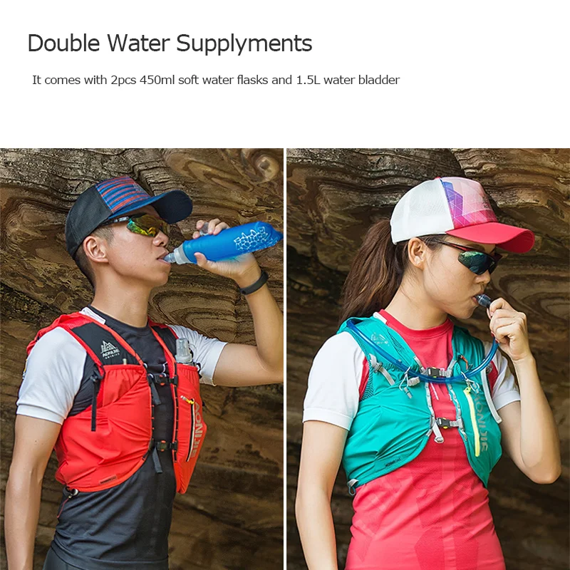 AONIJIE Advanced Skin 12L Hydration Bag Breathable Outdoor Backpack Ultralight Hiking Marathon Running Water Bladder Flask