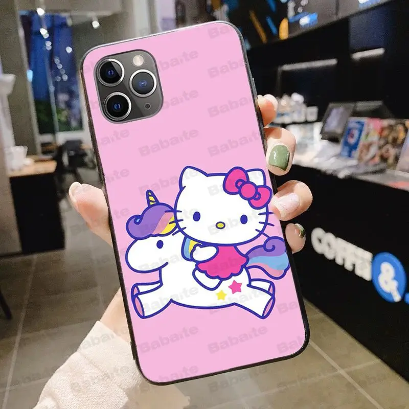 Hello kitty черный мягкий чехол для телефона из ТПУ чехол для iPhone X XS MAX 6 6s 11pro 7plus 8Plus 5S SE XR чехол