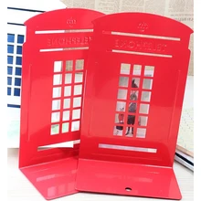 1 Пара Ретро телефонная будка книжные концы поддержка металлическая противоскользящая настольная подставка для книг Органайзер держатель книжной полки 12,5*20*9,5 см