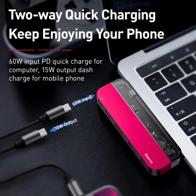 Baseus USB C концентратор 3,0 Для Macbook Pro Surface HDMI Thunderbolt 3 адаптер питания мульти USB 3,0 USB-C type C концентратор для huawei Matebook
