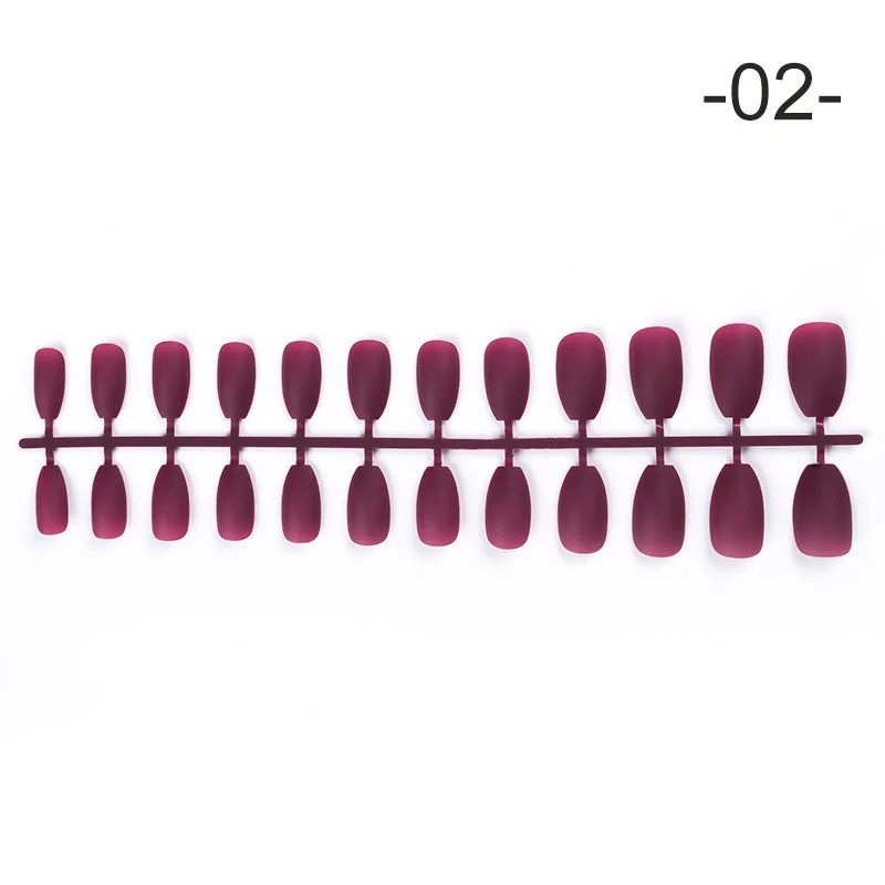 Накладные ногти, розовые, красные, черные, прозрачные, смешанные цвета, полное покрытие, матирующий эффект ABS, искусственные натуральные инструменты для дизайна ногтей - Цвет: 02