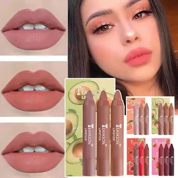 

TEAYASON 3Pc/Set Matte Velvet Lipstick Pen No Fading Durable Lip Fog Lip High Pigmented Stick Waterproof Makeup Stick Nude O0L6