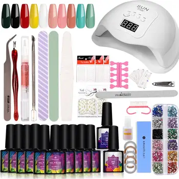 

Nail Set Gel Polish Set UV LED Lamp Dryer With Nail Gel Polish Kit Soak Off Manicure Tools Set Nail Manicure Nail Tools Sets