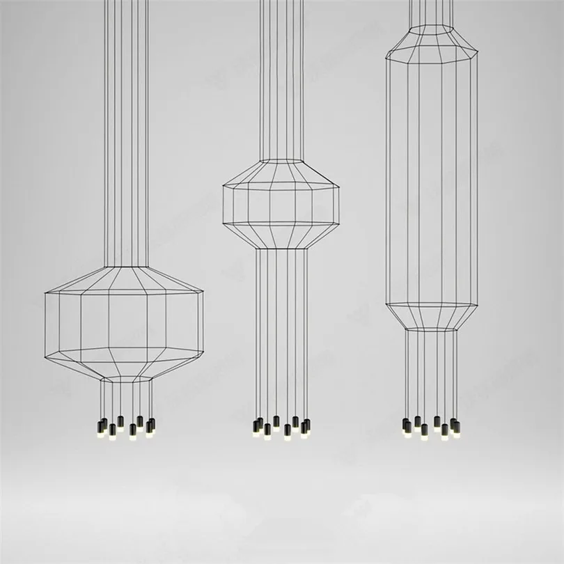 Tanie Styl skandynawski linii wisiorek Led światła linia geometryczna wiszące lampy DIY Led nabłyszczania lampa wisząca dla pokoju dziennego sklep Hotel