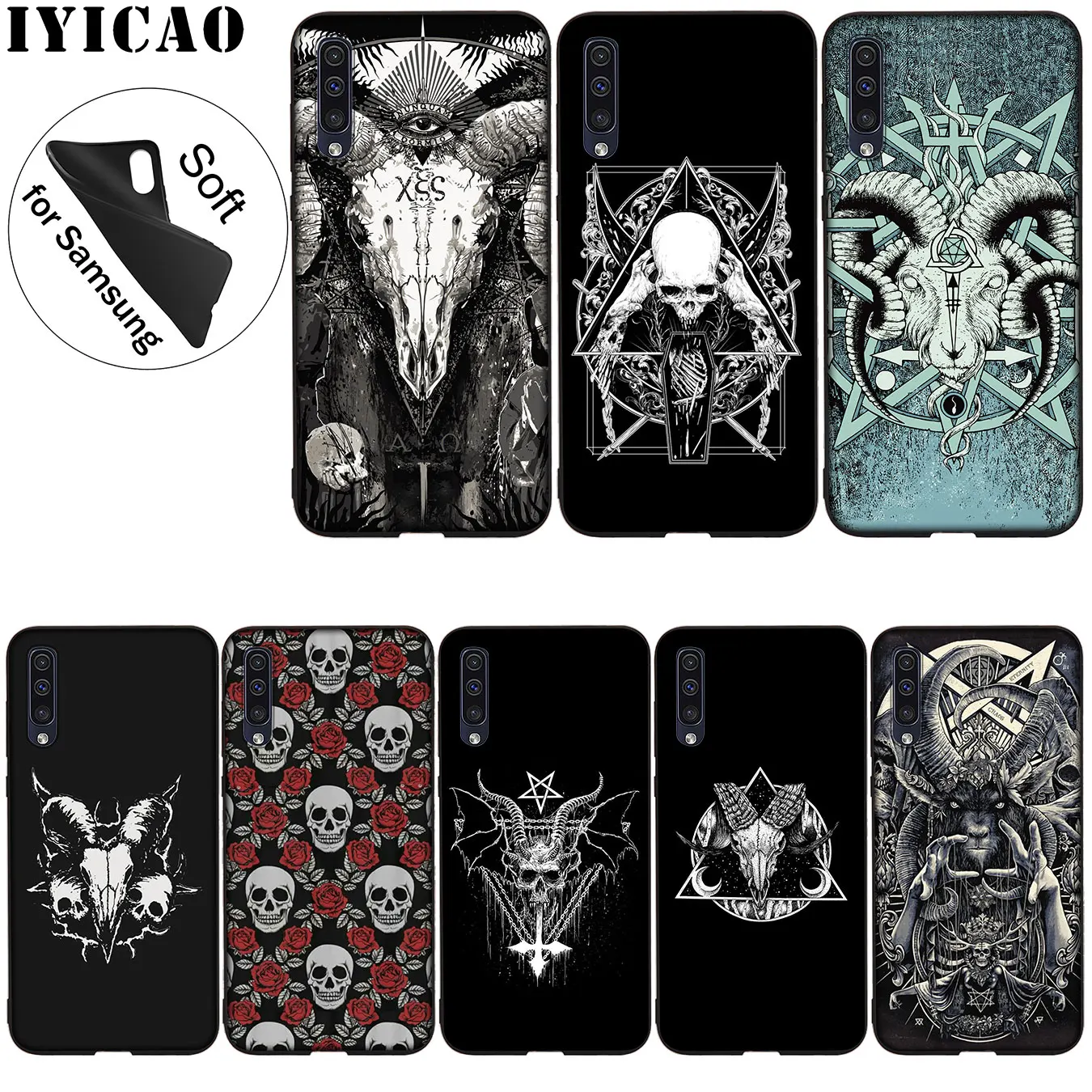 IYICAO сатанинский Череп Мягкий силиконовый чехол для Samsung Galaxy A51 A71 A81 A91 A41 A21 A11 A01 M10 M20