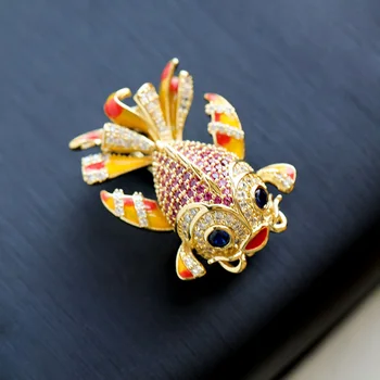 

Animal Goldfish Women's brooch luxury colourful aesthetic zircon pins metal for clothes accessories jewelry badge Brooches Pin