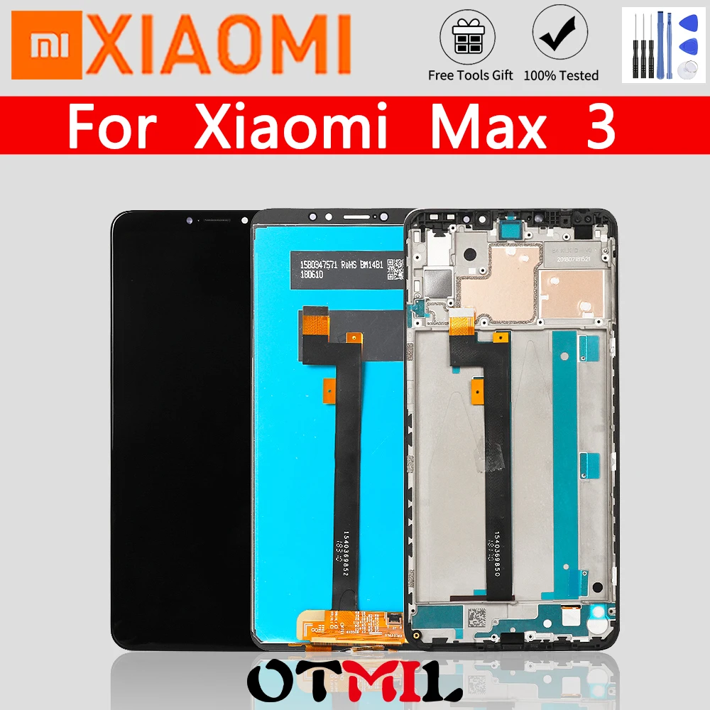

Black White No Dead Pixel Display For Xiaomi Max 3 LCD Touch Screen With Frame Digitizer Assembly Phone Repair Replacement Part#