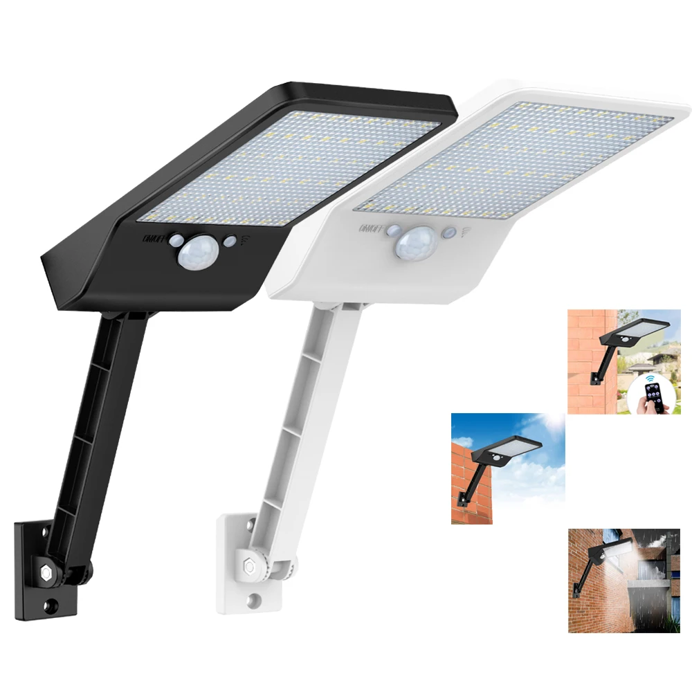 

48 LED Solar flood-lamp Black White Waterproof Outdoor Garden Street Wall light Ultra-thin Three Modes