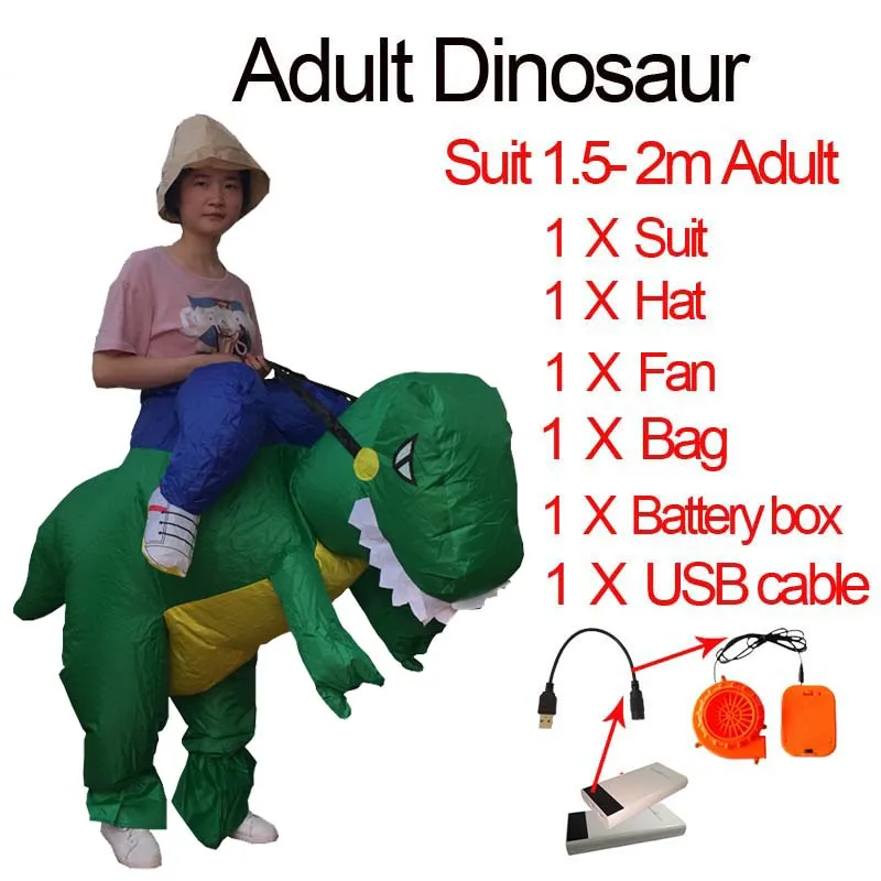 Dragon t rex Dino Rider Suit T-Rex Costume Purim Cosplay Christmas Adult Halloween Inflatable Dinosaur Costume For Women Men (4)